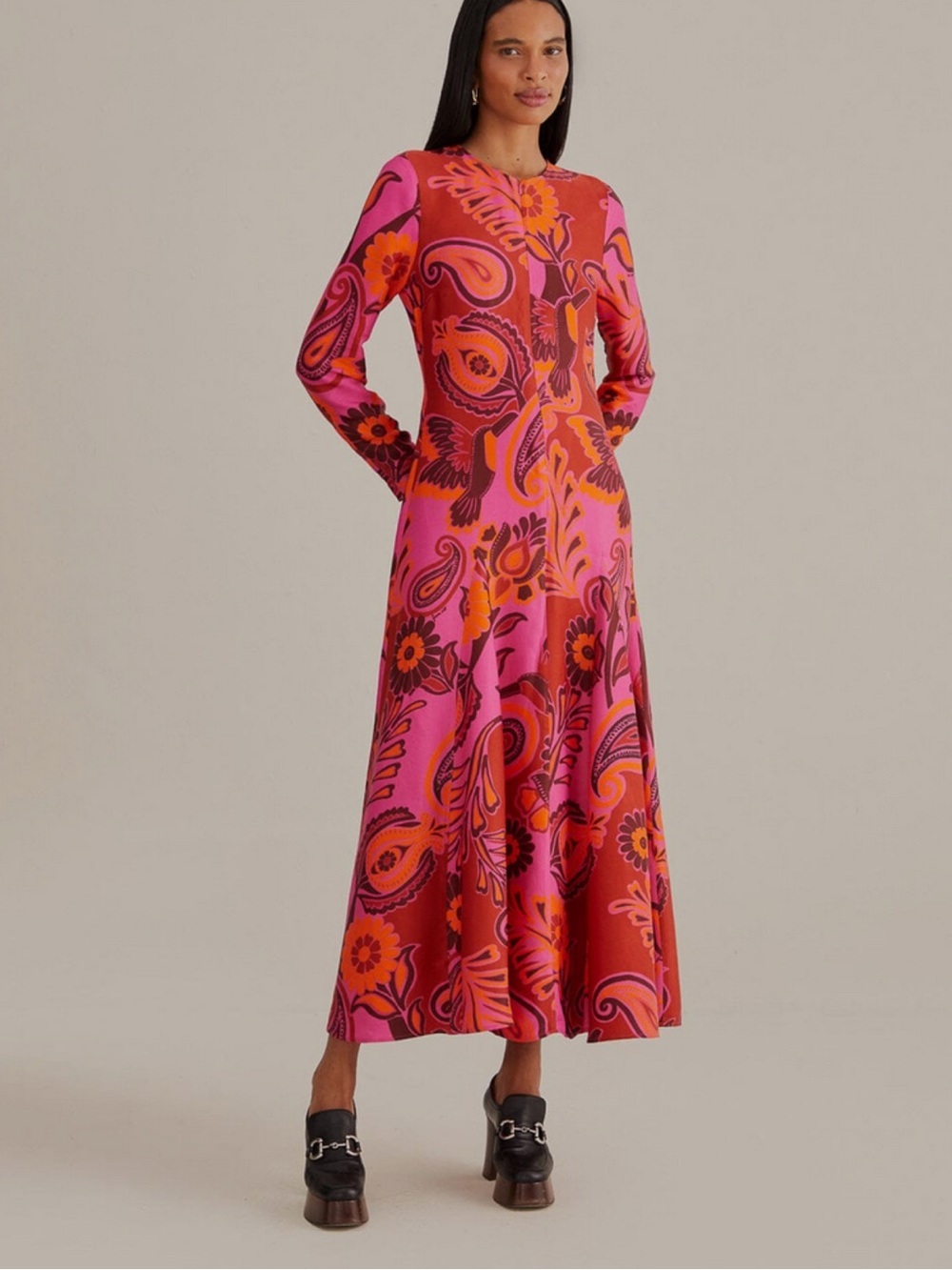 FARM Rio Bold Floral Long-Sleeve Maxi Dress